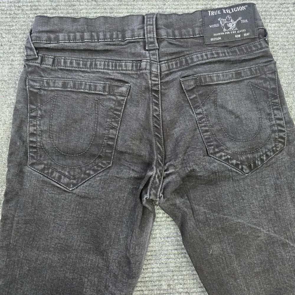 True Religion Geno Jeans Mens 31x28 Black Relaxed Slim Straight Hemmed Denim